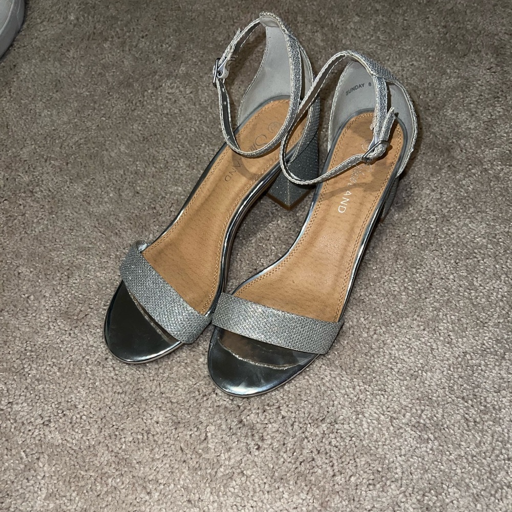 Silver Short Heels Size 8